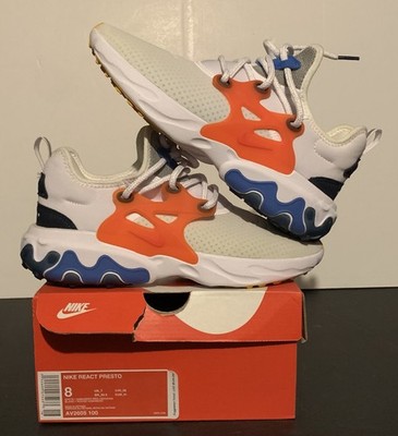 Nike React Presto White Orange Blue AV2605-100 Mens Size 8