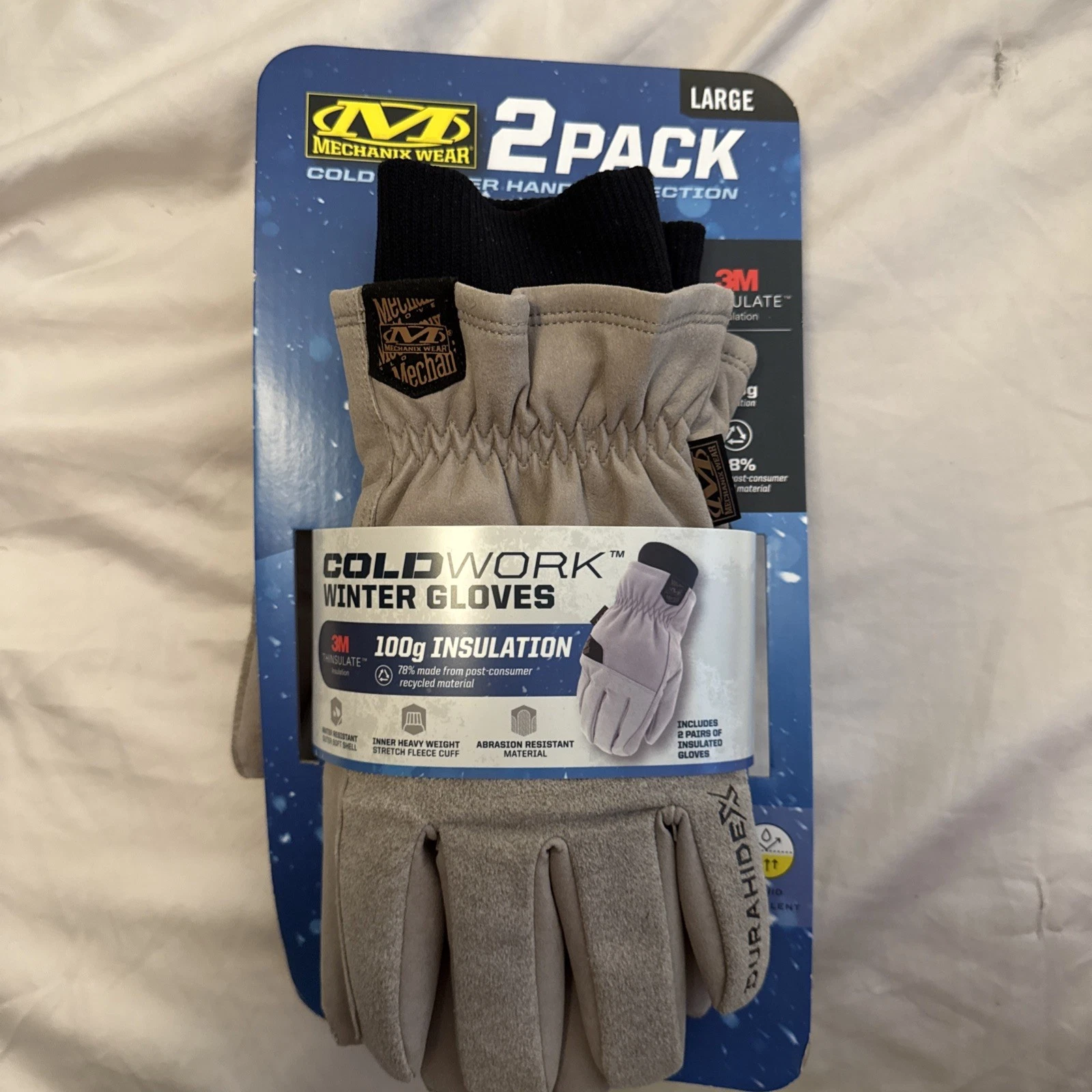 Mechanix Wear Winter Work Gloves 100g Insulation Durahide X Driver, Gray, 2 Pair