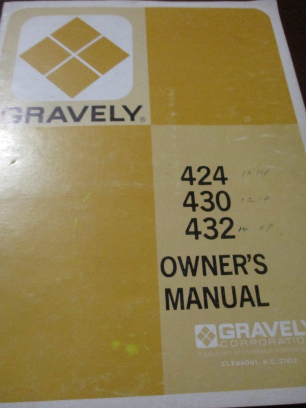 Gravely 424, 430, 432 Lawn Tractors Owner's Manual 1969, Service Manual 1971