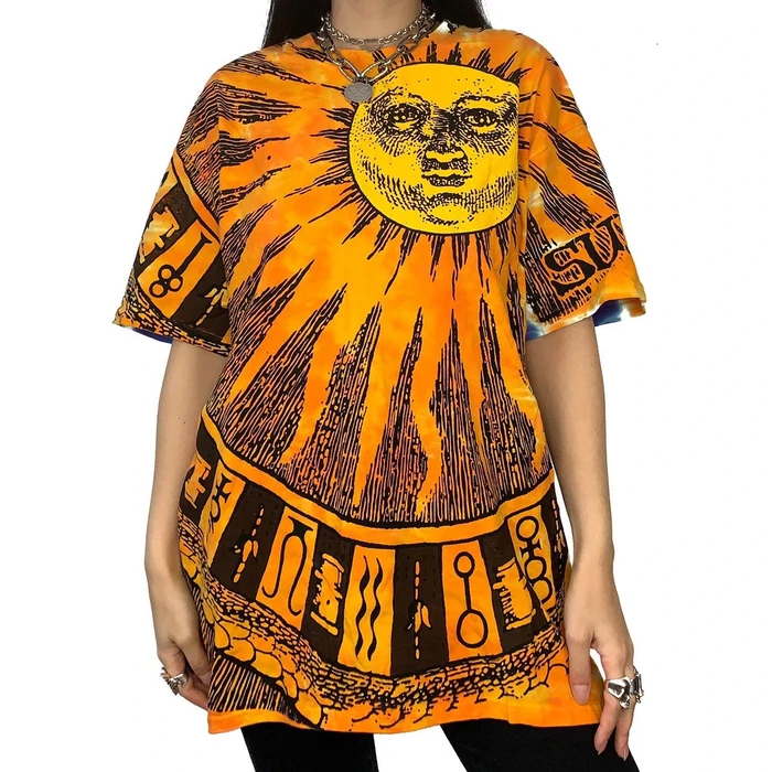 sun and moon tie dye shirt
