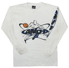 Vtg 90s y2k AND1 Basketball Long Sleeve Stained White T Shirt Medium