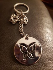 Long Silver-Tone Butterfly Keychain Purse Clip Charm Backpack FOB 9"