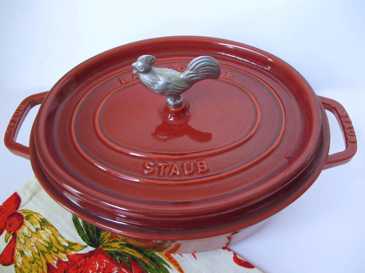 Staub La Cocotte #31 5.75 Qt Oval Dutch Oven Rooster Enamel Cast