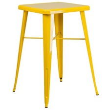 Flash Commercial Grade 23.75" Square Yellow Metal Bar Table