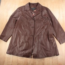 Centigrade Floral Lined Chocolate Brown Soft Leather Jacket Coat 3xl Vtg 90s Y2k