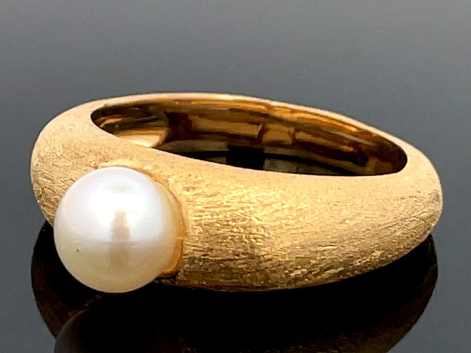 RING GR.21 (CA.66) 925/-SILBER GELBVERGOLDET MIT SÜßWASSERZUCHTPERLE SCHMUCKJAGD - Bild 3 von 3