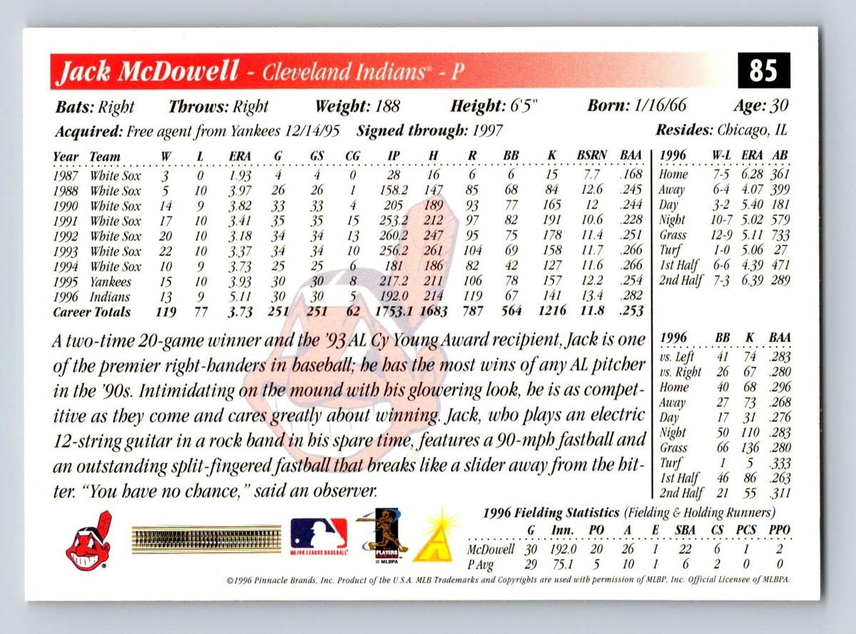 Jack McDowell 1997 Score #85 Cleveland Indians | eBay