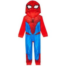 Boys Spiderman One Piece Pajamas Costume Hoodie Union Suit 8 10 L Marvel NWT