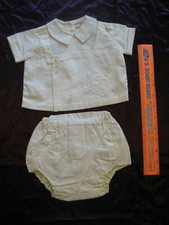 Vintage KEWPIE TOGS TAKE ME HOME White Top and Rubber Diaper Pants 0-3 Mos