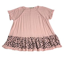 Bad Little Country Girl Tunic Top Womens M Pink Linen Blend Western Cowgirl