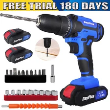 21V Cordless Drill Driver, Professional 1.5Ah Battery/Power Source, 3/8" Chuck