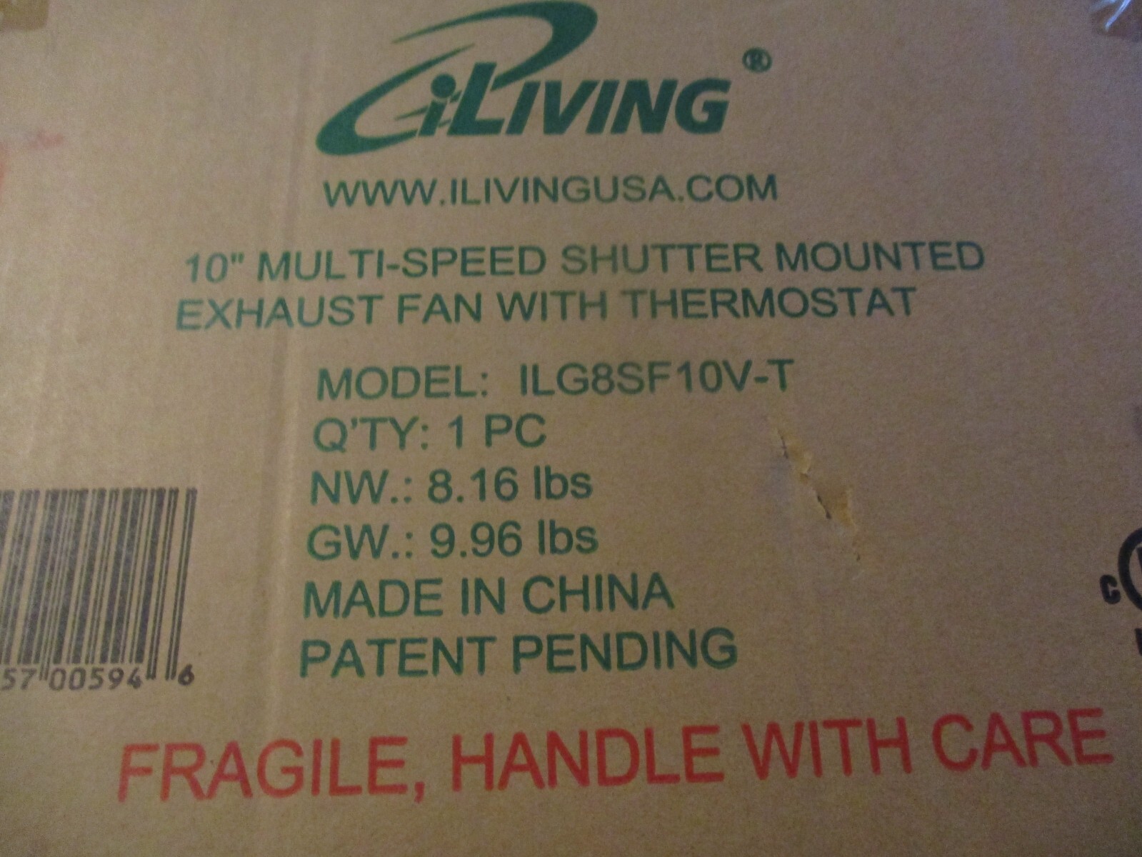 NEW ILG8SF10V-T, 10 inch Shutter Exhaust Attic 3-Speed With Built-in Thermostat