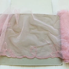 Light Pink Embroidered Tulle Lace Trim for Sewing/Lingerie/Bridal/Crafts/9” Wide