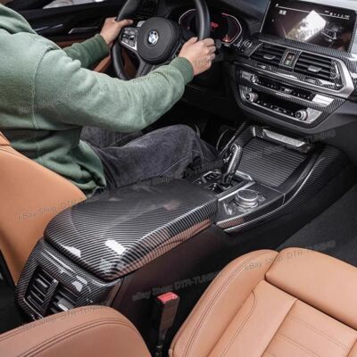 Carbon Fiber Console Armrest Lid Cover Trim For BMW X3 G01 M40 X3M F97 2018-2024