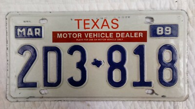1989年♠︎フリーメイソン♠︎TexMex♠︎シユライナー♠︎Texas♠︎エルパソ 1989 Texas MOTOR VEHICLE DEALER License Plate Tag Original | eBay