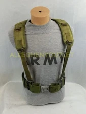 US ARMY Medium GRAY Buckle Pistol Web Belt & Y SUSPENDERS SET LBE ALICE VGC