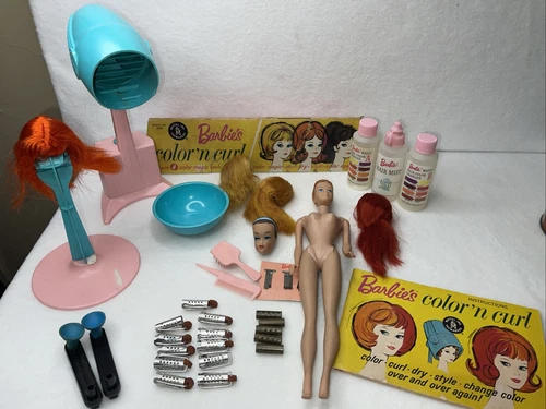 VTG MATTEL Midge BARBIE RARE #4039 (1964) "BARBIE'S COLOR' N CURL SET"  See pics