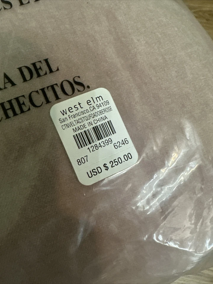 West Elm Cotton Rose Mauve Velvet Pick Stitch Quilt Full/ Queen NEW - Image 4 of 4