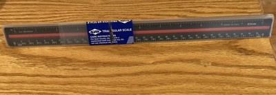 Aluminum Triangular Architect Ruler w/Laser-Etched Imperial Drafting Scales 12''