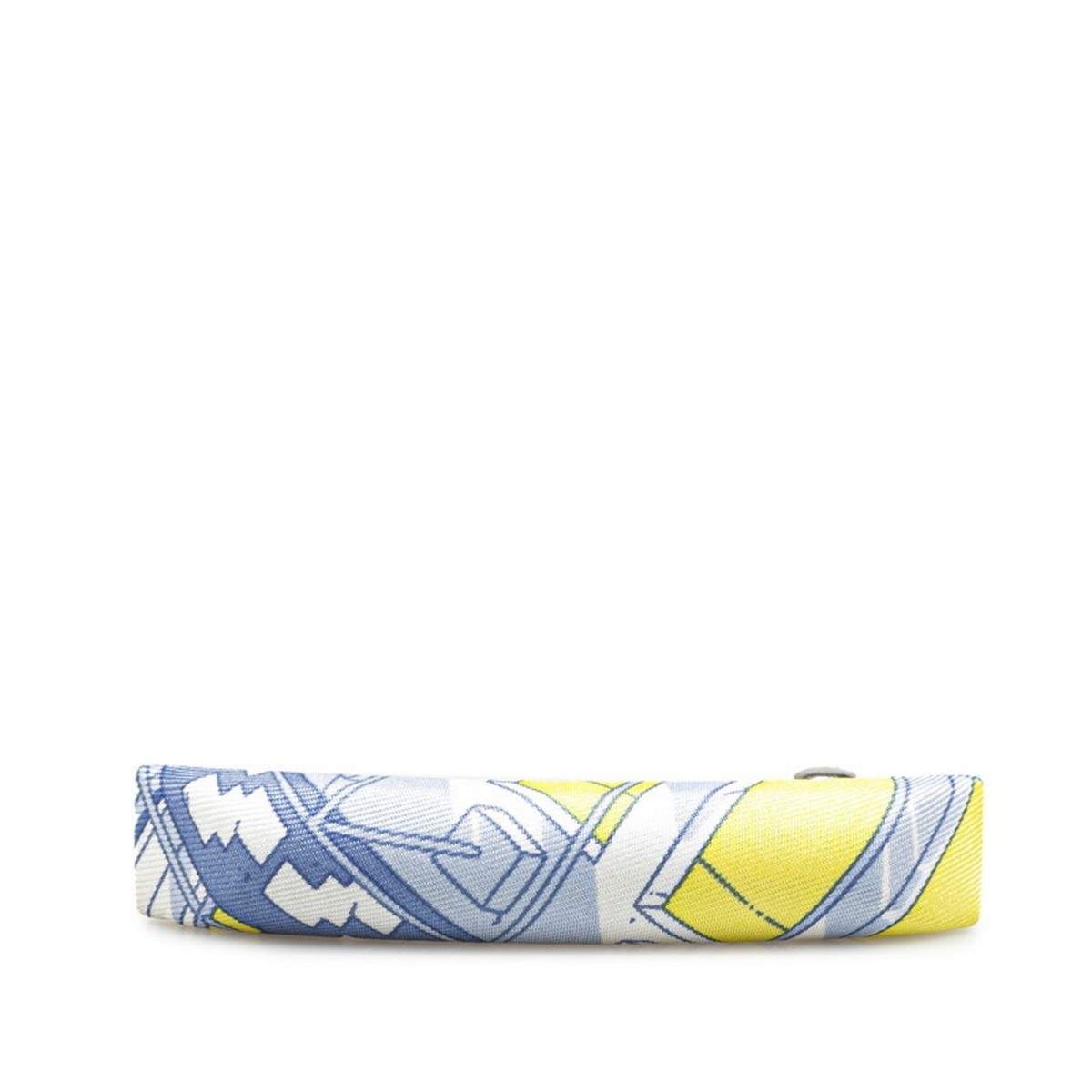 Hermes Eclipse PM Barrette Hair Clip Blue Yellow Silk Metal