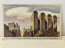 Vintage Linen Postcard Hotel Pennsylvania New York Seventh Avenue Penn Station