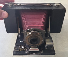  1907 Kodak No.2 Folding Pocket Brownie Model B Camera 120 Burgundy Red Bellows
