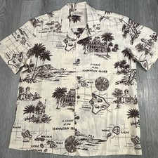 Vintage Hawaiian Shirt Koko Head Hawaii Map Men  s Size Large