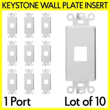10 Pack 1 Port Decorative Wall Plate Keystone Insert  WallPlate QuickPort Design