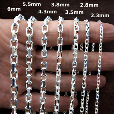 Solid 925 Sterling Silver Italian Anchor Cable Chain Necklace Diamond Cut Italy