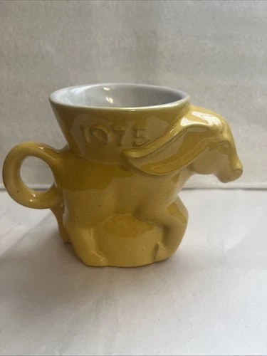 1975 Frankoma Yellow Democrat Donkey Mug Excellent Condition No Chips