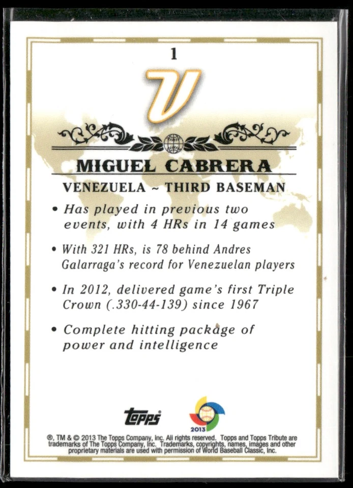 2013 Topps Tribute MIGUEL CABRERA - Image 2 of 2