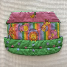 Rainbow Quilties Vintage Noah s Ark Completed Panel Nursery Decor 18 X 13.5