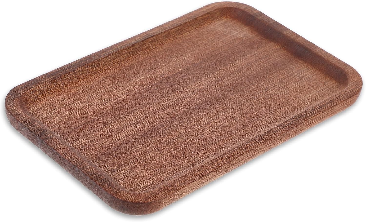 Wooden Serving Platter with Raised Edge - Small Tea Tray, Bathroom Tray Organiz
