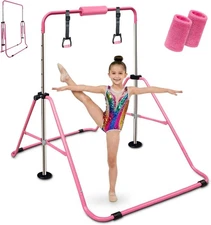 Gymnastics Bar for Kids, Adjustable Height Gymnastic Horizontal Bars, Folding Ex