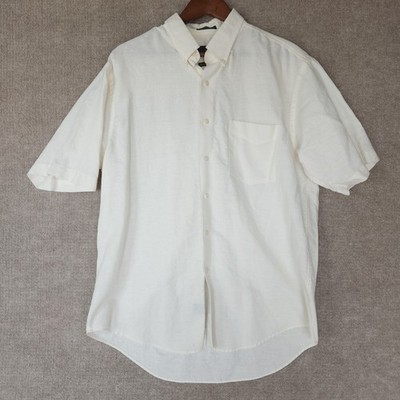 Club Room Linen Cotton Shirt Mens XL White Short Sleeve Button Down Casual Top