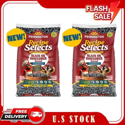 2 Bag Pennington Recipe Selects Black Oil Sunflower Seed Wild Bird Dry Feed,40lb