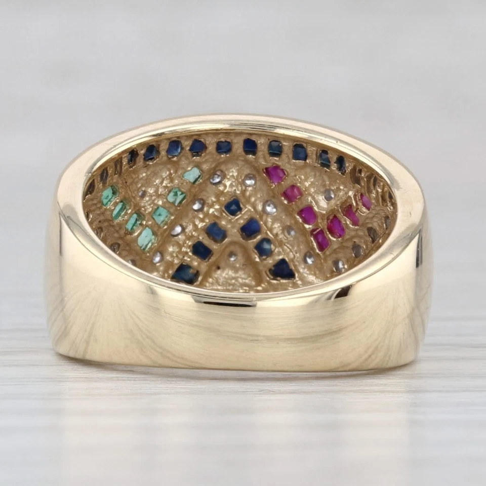 1.77ctw Gemstone Mosaic Ring 10k Yellow Gold Sz 7 Sapphire Ruby Emerald Diamond - Image 4 of 4