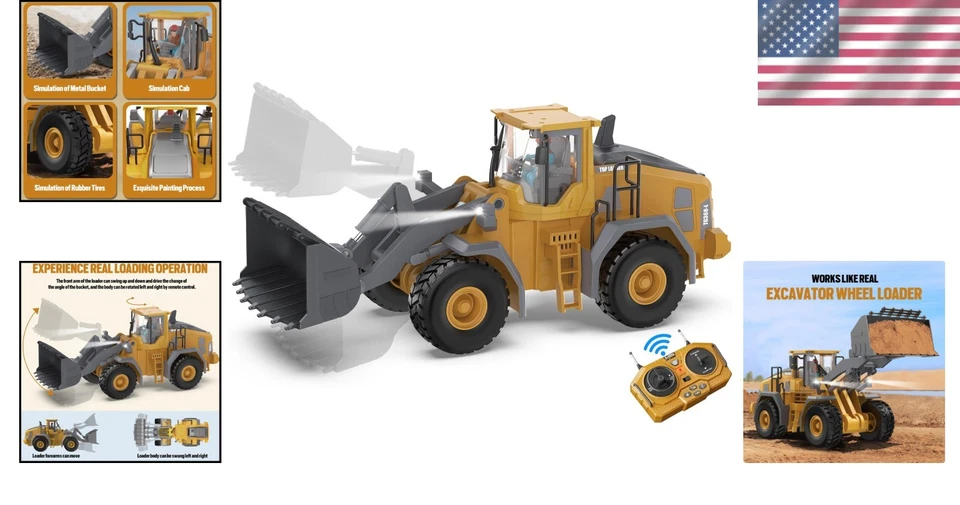 Rechargeable RC Wheel Loader - 9-Channels, Realistic Design - Image 2 of 4