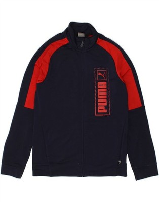 Puma Jungen Graphic Trainingsanzug Oberteil Jacke 13-14 Jahre Navy Blau Colourblock EV17