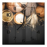 Glasuhr Glas-Wanduhr Ohne TickgeräUsche Brot Und Weizen Schwarze Zeiger 30X30 Cm