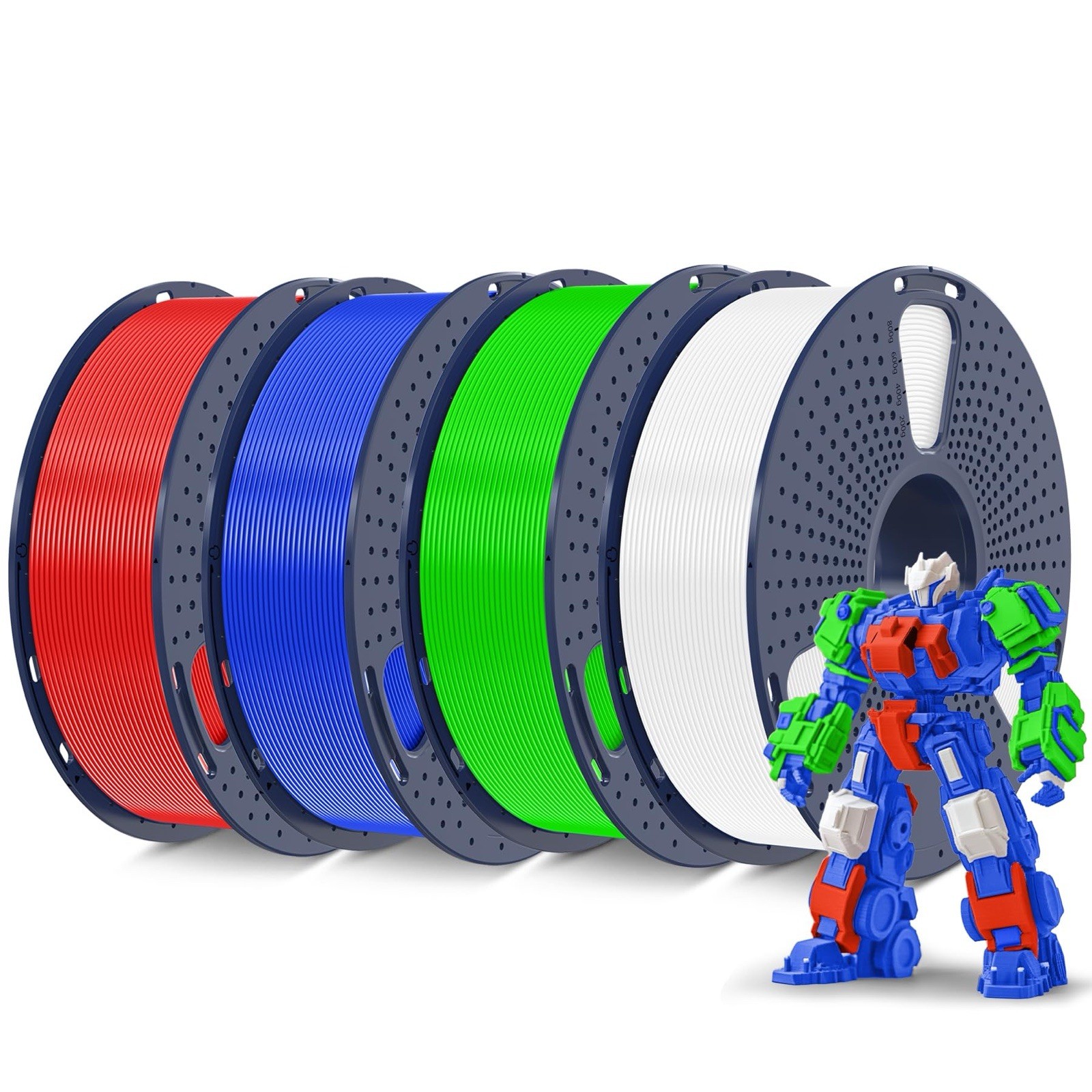 SUNLU 4 KG 3D Drucker Filament PLA Plus 1,75 mm, 1 kg Spule, 4 Packungen