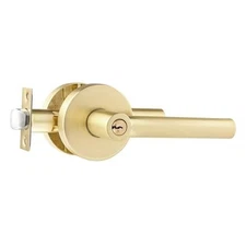  Gold Door Knobs with Lock and 1 Pack Entry Door Lever with Keys(Keyed Alike)