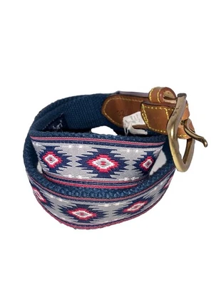 Simply Southern Mens Aztec Southwest Design Leather & Embroidered Belt Size 32 - Image 1 of 4