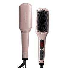 Updated 2025 MEGAWISE Hair Straightener Ceramic Brush  Anti-Scald Dual Voltag...