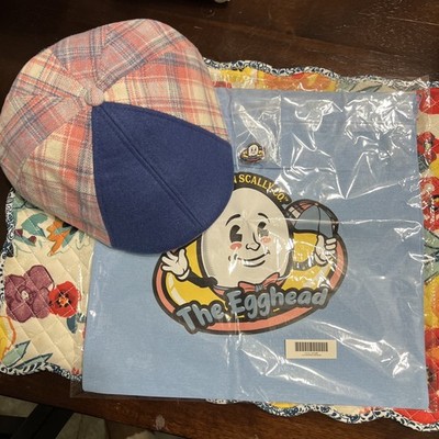 Boston Scally The Egghead 8 Panel Pink Plaid Light Blue W/Dustbag Sz XL W/Pin!!