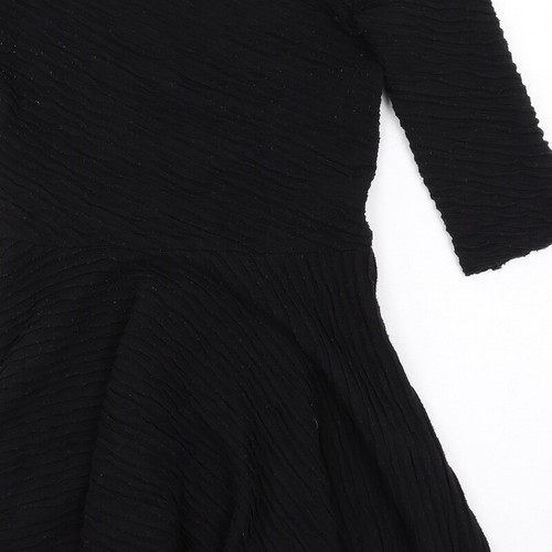 River Island Mujer Negro Poliéster Línea A Talla 8 Cuello Redondo Cremallera - Imagen 8 de 10