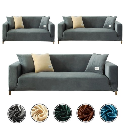Stretch Velvet Sofa Cover 1/2/3/4 Seat Sofa Slipcover Protector Couch Cover - Picture 37 of 84