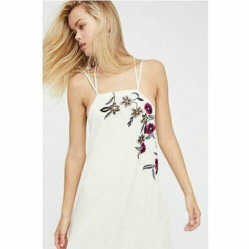 Free People Flower Fields Shift Mini Dress Floral Embroidered Sleeveless  Small S | eBay