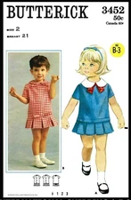 BUTTERICK 3452 Girls Drop Waist Box Pleat Dress Frock Fabric Sewing Pattern PICK