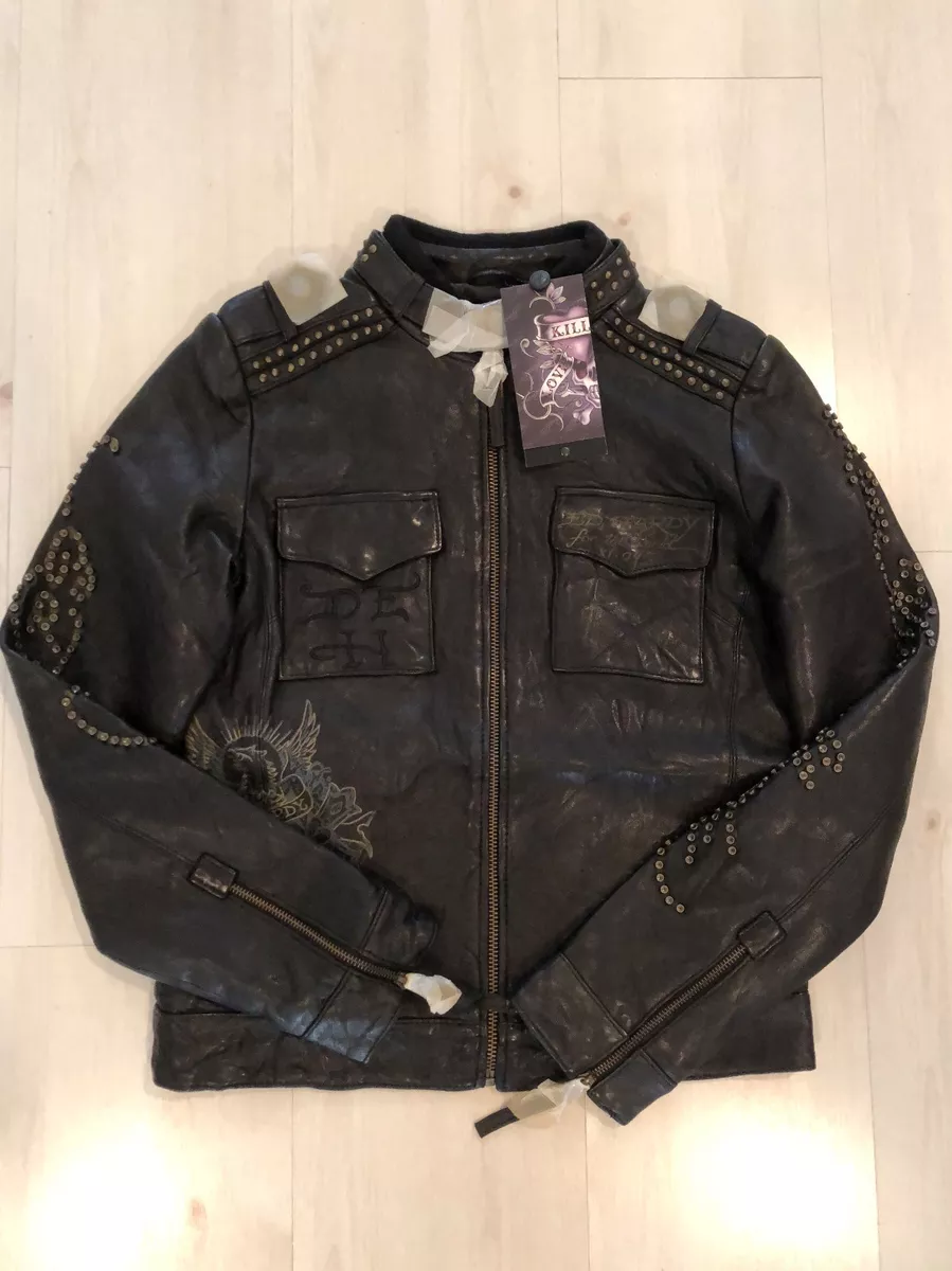 Ed Hardy Black Leather Jacket